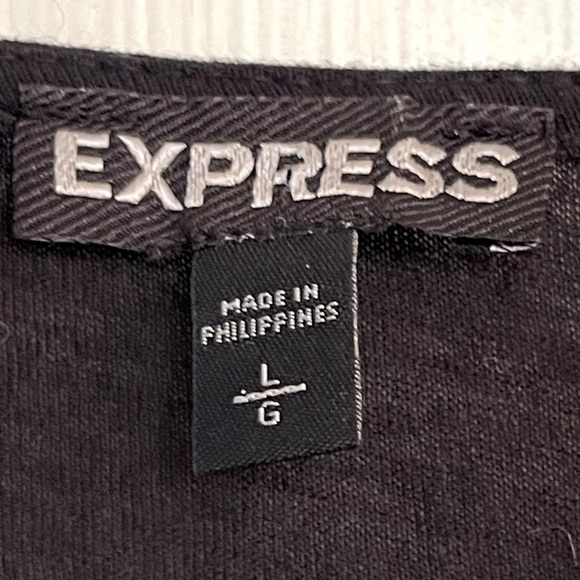 Express Silver Sequen with Black Sheer Overlay Tank Top Size Large - Picture 3 of 5